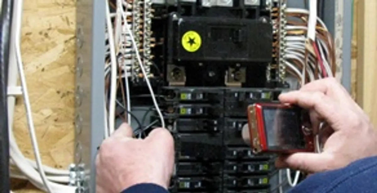 Home electrical inspection of circuit breaker panel by licensed electrician in Columbia, SC